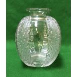 A Lalique "Chardons" vase, the clear and frosted glass with four large leaves forming the corners,