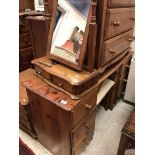 A modern pine kneehole dressing table and separate dressing mirror,