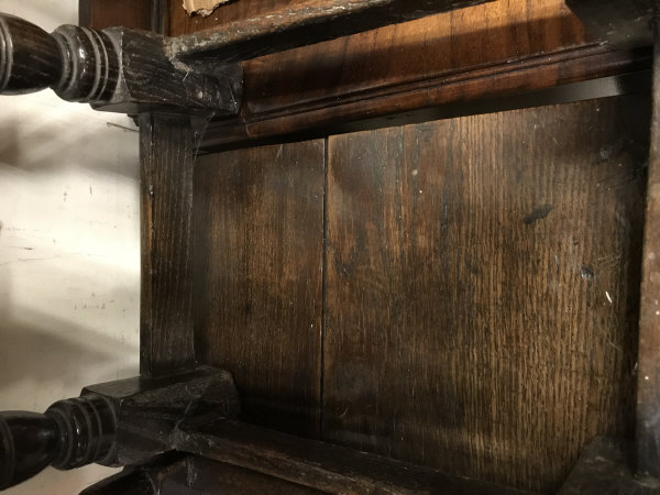 Two oak joint stools together with an oak credence style side table and an oak single leaf drop - Image 14 of 22