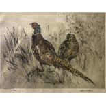 AFTER HENRY WILKINSON "Cock and Hen Pheasant" coloured etching,