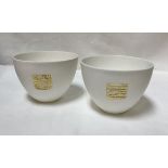 ANGELA MELLOR (Contemporary) - a pair of bone china bowls with impressed and gold leaf detail,