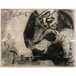 AFTER MARC CHAGALL "Pliouchkine offers a drink" black and white etching