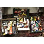 Four boxes of various die cast model vehicles various including "Dinky Toys AEC fuel tanker Esso