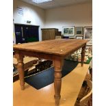 A modern pine plank top farmhouse style kitchen table CONDITION REPORTS Height to