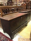 A 19th Century oak mule chest of plain form,