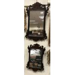 Two fretwork carved framed wall mirrors