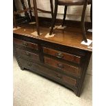 A circa 1900 walnut chest of four short over one long drawer, together with a modern pine wardrobe,