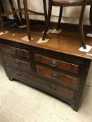 A circa 1900 walnut chest of four short over one long drawer, together with a modern pine wardrobe,