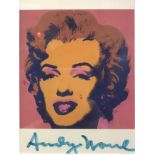 AFTER ANDY WARHOL "Marilyn" a portrait study, colour print postcard,