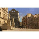 DAVID SAWYER "Santa Lucia alla badia Sicily, Piazza de duomo" oil on canvas,