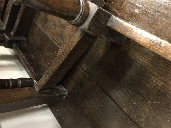 Two oak joint stools together with an oak credence style side table and an oak single leaf drop - Image 6 of 22