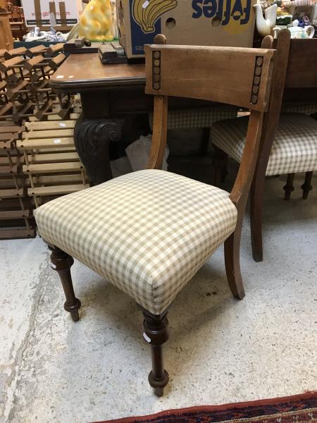 A set of five late Victorian bar back dining chairs in the Arts & Crafts style with simulated