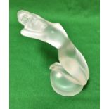 A Lalique frosted glass model of a female nude,