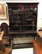 A 19th Century mahogany bookcase cabinet with astragal-glazed doors enclosing adjustable shelving,