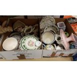 Four boxes of assorted china wares to include Cloverleaf wild flowers,