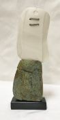 PETER HAYES (Born 1946) - a stoneware mounted porcelain blade with copper staple inclusions to