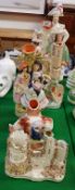 A collection of seven pieces of Staffordshire Pottery to include "Emperor Napoleon" flat back