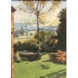 CHRISTOPHER AGGS "Autumn afternoon" study of a garden, oil on canvas, signed lower right,