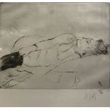 LOUIS LE GARE "Donning Stockings" etching,