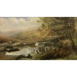 REVELL BURT "Beagles and figures by a river" oil on panel signed lower right together with AFTER H