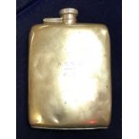 A silver hip flask inscribed "R.C.G.V from E.