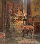 SUSAN RYDER "Hallway chair Le Beuvriere" an interior scene, oil on canvas,