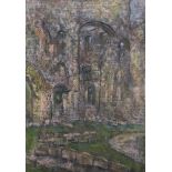 ROSALIND ADAMS (NEE THUILLIER) "Jumieges" study of some ruins, pastel and pencil,