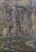 ROSALIND ADAMS (NEE THUILLIER) "Jumieges" study of some ruins, pastel and pencil,