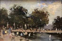 ROY PETLEY "A day in the park" oil on board,