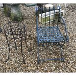 A wrought iron garden chair,