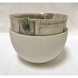 ALISON OGDEN - a hand built porcelain bowl with applied decoration,