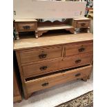 An Edwardian satin walnut dressing chest of two short above three long drawers with superstructure