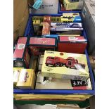 Two crates containing twenty-one boxed Corgi and other haulage vehicles including Cafe Connection,