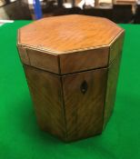 A 19th Century mahogany and inlaid octagonal single section tea caddy