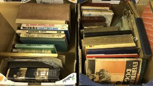 Two boxes of assorted vintage books and annuals to include ARTHUR GROOM "The Book of Railways",