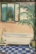 MARTIN PODD "Bathroom interior" oil on board,