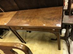 A late George III mahogany rectangular fold over card table,