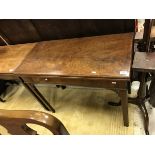 A late George III mahogany rectangular fold over card table,