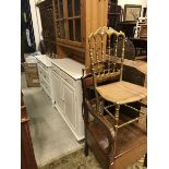 A modern pine and painted pine dresser together with a folding metal framed chair and a gilt framed