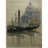 AFTER JOSEPH WOLF (1820-1899) "Santa Maria della Salute, Venice" coloured lithograph,