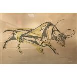 AFTER WALTER BODMER (1903-1973) "Bull" colour lithograph, limited edition 132/200,