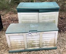 Three plastic garden storage units