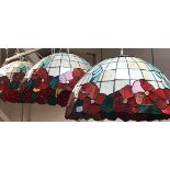 Three Tiffany style leaded glazed ceiling light shades