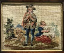 A Victorian needlework panel depicting a