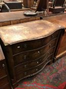 A 19th Century walnut serpentine chest o