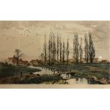 AFTER FRED STOKEHAM "Pastoral Farms Green to the Very Door", hand-coloured engraving,