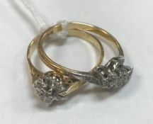 Two eighteen carat gold and diamond set rings