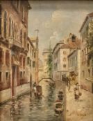 K YOUNG "Venetian Backwaters with Gondol