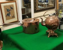 A Victorian copper saucepan with lid (po