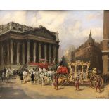 VICTOR COVERLEY PRICE (1901-1988) "The Lord Mayor's Procession approaching the Mansion House" oil